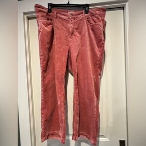 Pilcro Rose Pink Corduroy Pants Straight Leg 5 pocket style. Anthropologie.